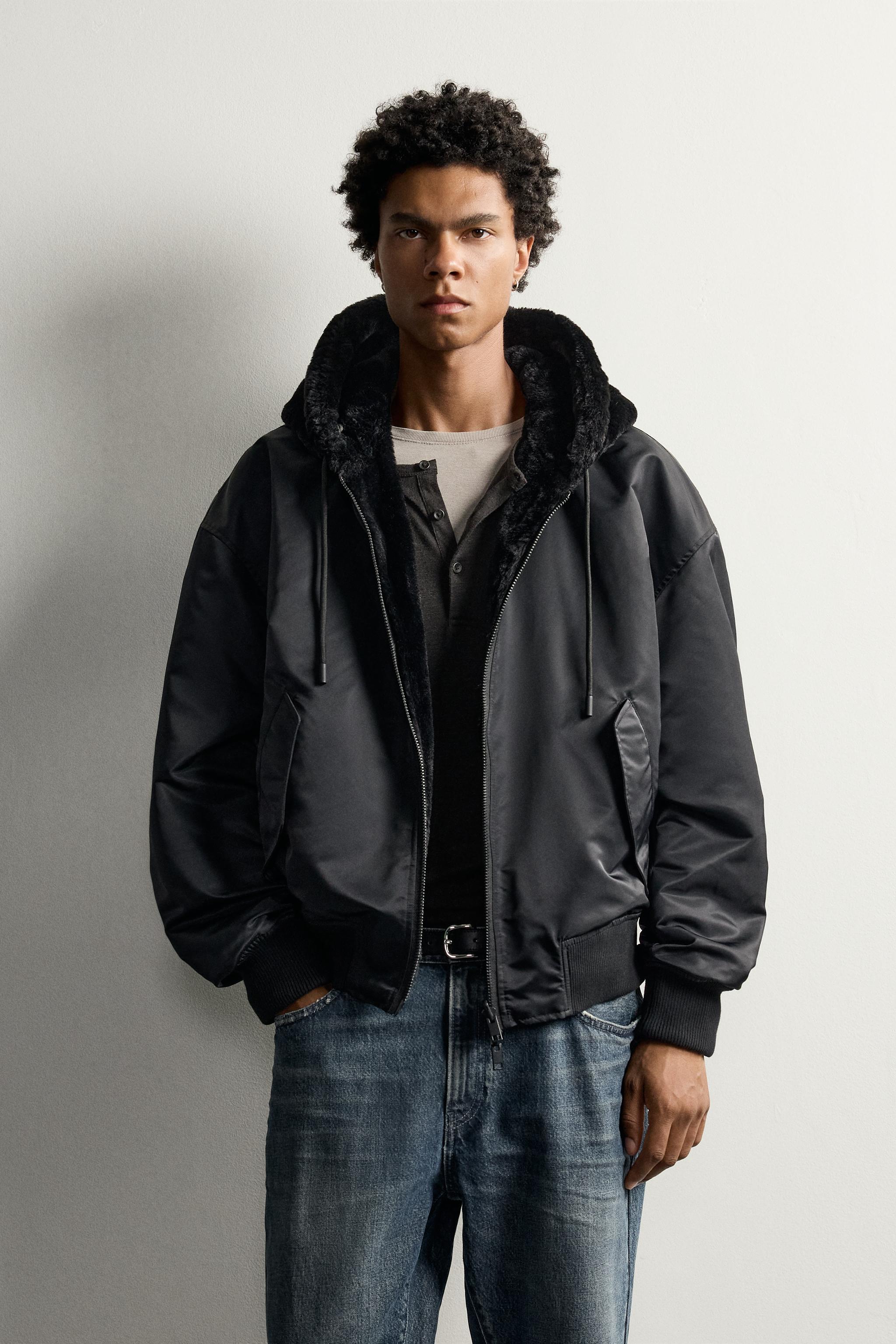 REVERSIBLE FAUX SHEARLING BOMBER JACKET